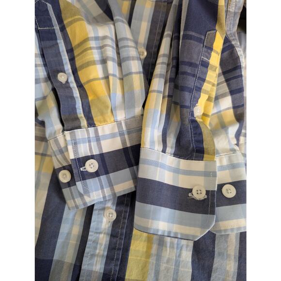 Mario Zegnoti Poplin Shirt Men L* Check Button Down Long Sleeve Contrast Trim - Picture 7 of 13